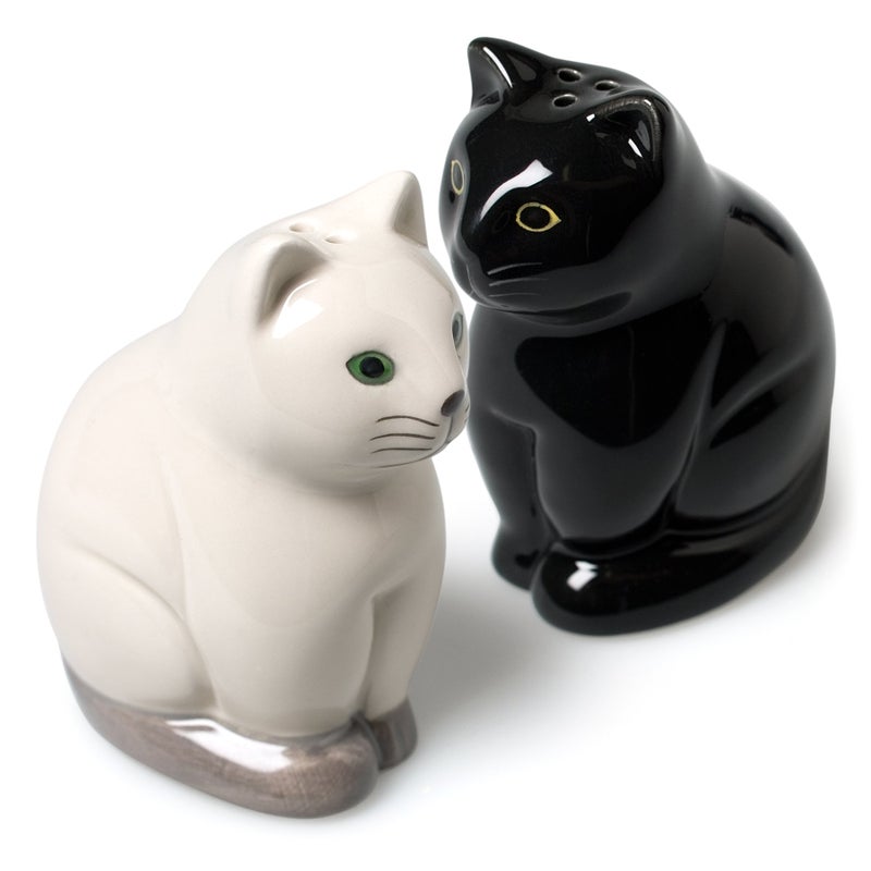 Abbott Collection 27-FELINE Sitting Cat Salt and Pepper Shaker Set, Black/White, 3.25" H - Image 2